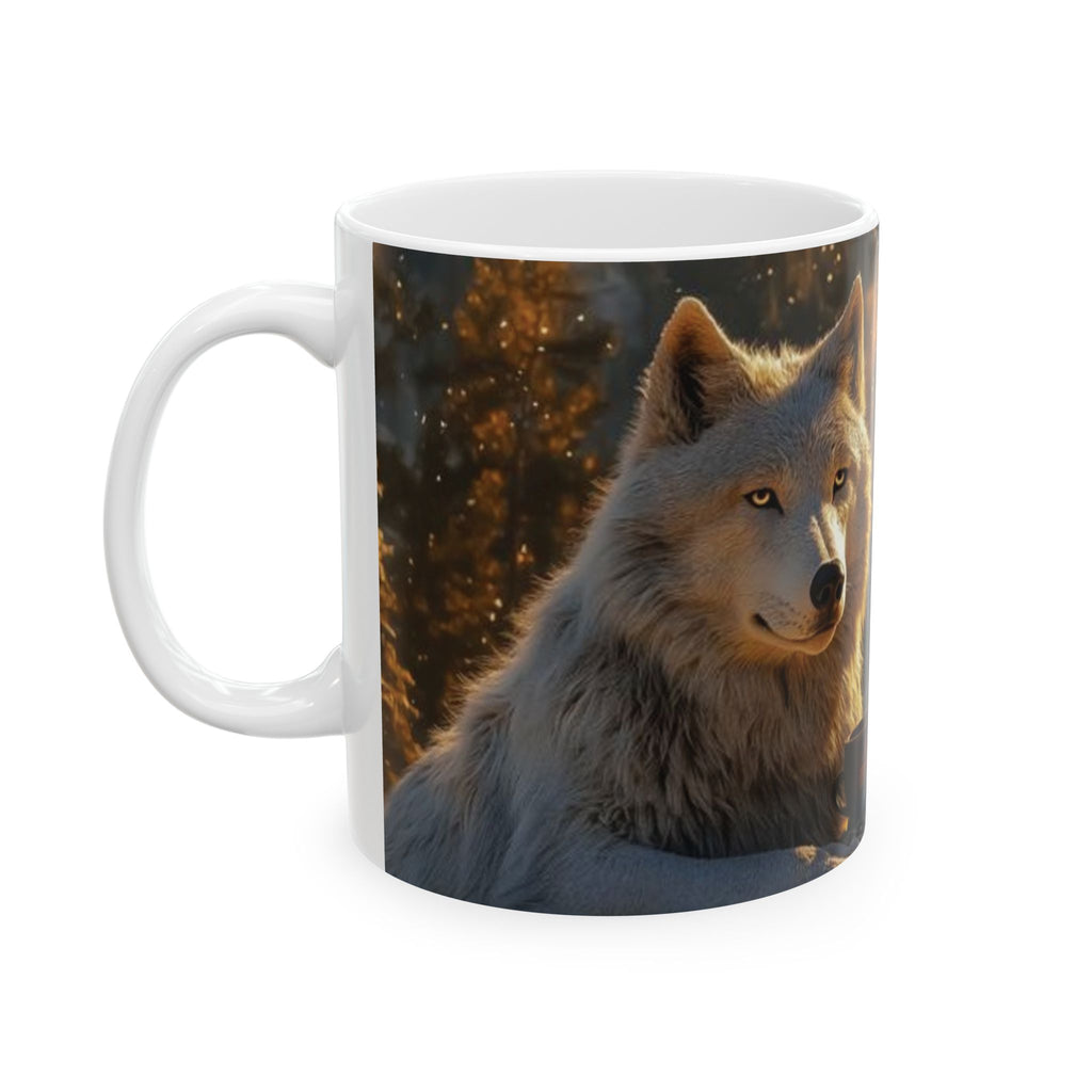 Wolf Portrait Ceramic Mug – Realistic Woodland Animal Coffee Cup (11oz, 15oz)