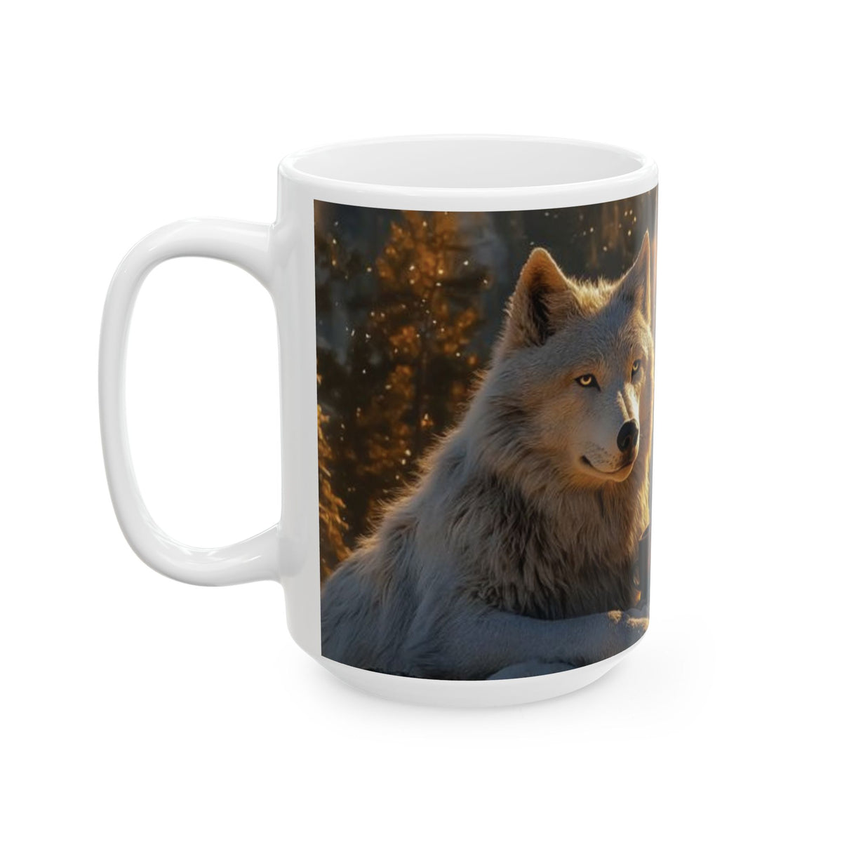 Wolf Portrait Ceramic Mug – Realistic Woodland Animal Coffee Cup (11oz, 15oz)