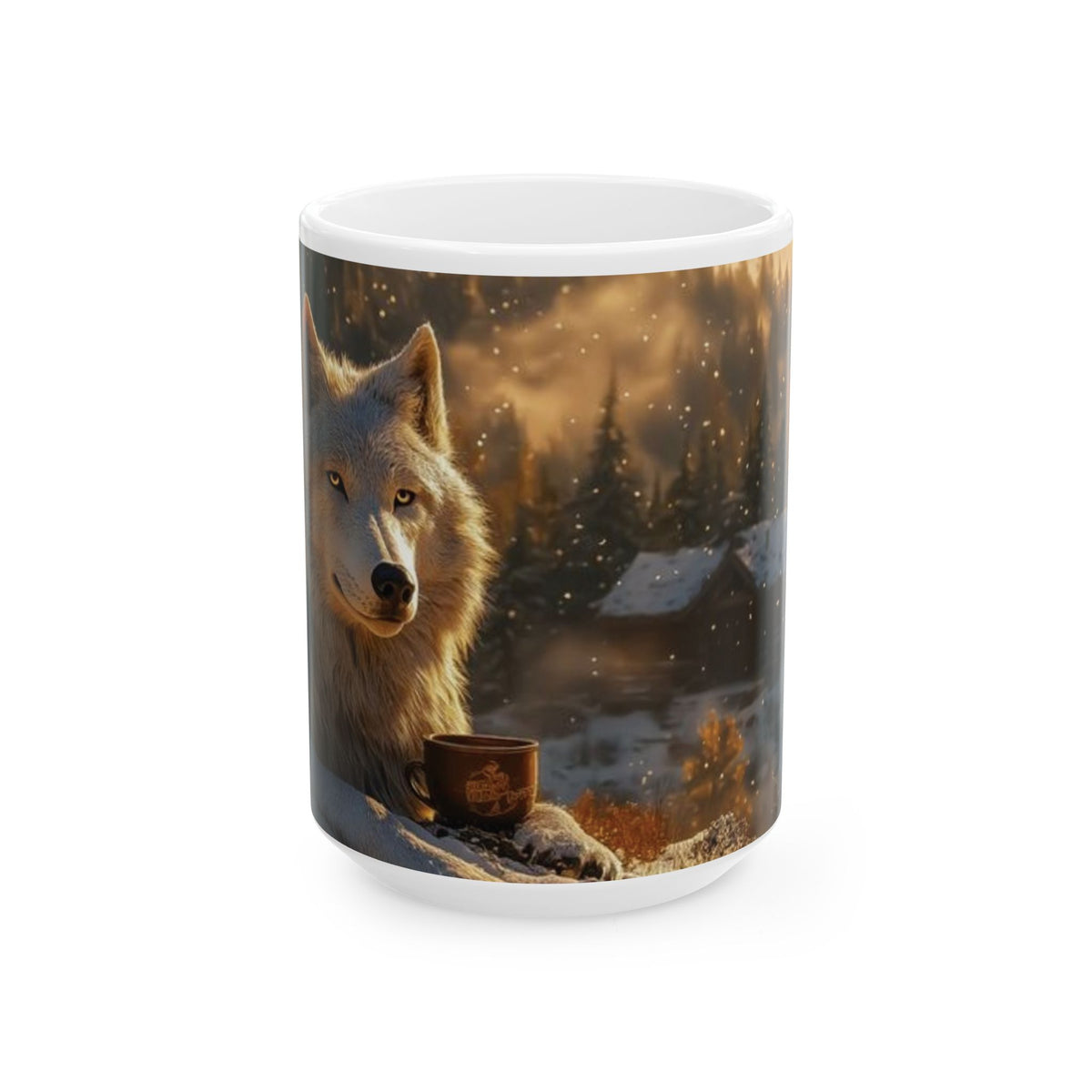 Wolf Portrait Ceramic Mug – Realistic Woodland Animal Coffee Cup (11oz, 15oz)