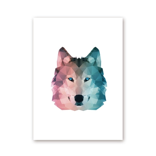 Geometric Wolf Canvas Art Print Wall Pictures ,