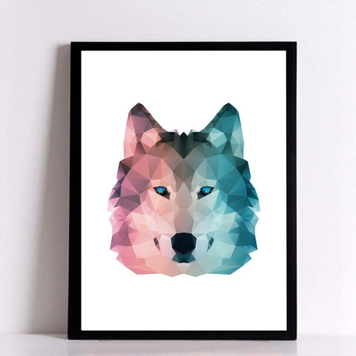 Geometric Wolf Canvas Art Print Wall Pictures ,