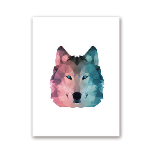 Geometric Wolf Canvas Art Print Wall Pictures ,